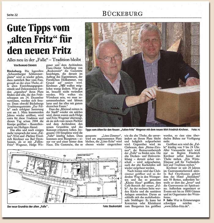 Zeitungsbericht über die Falle.